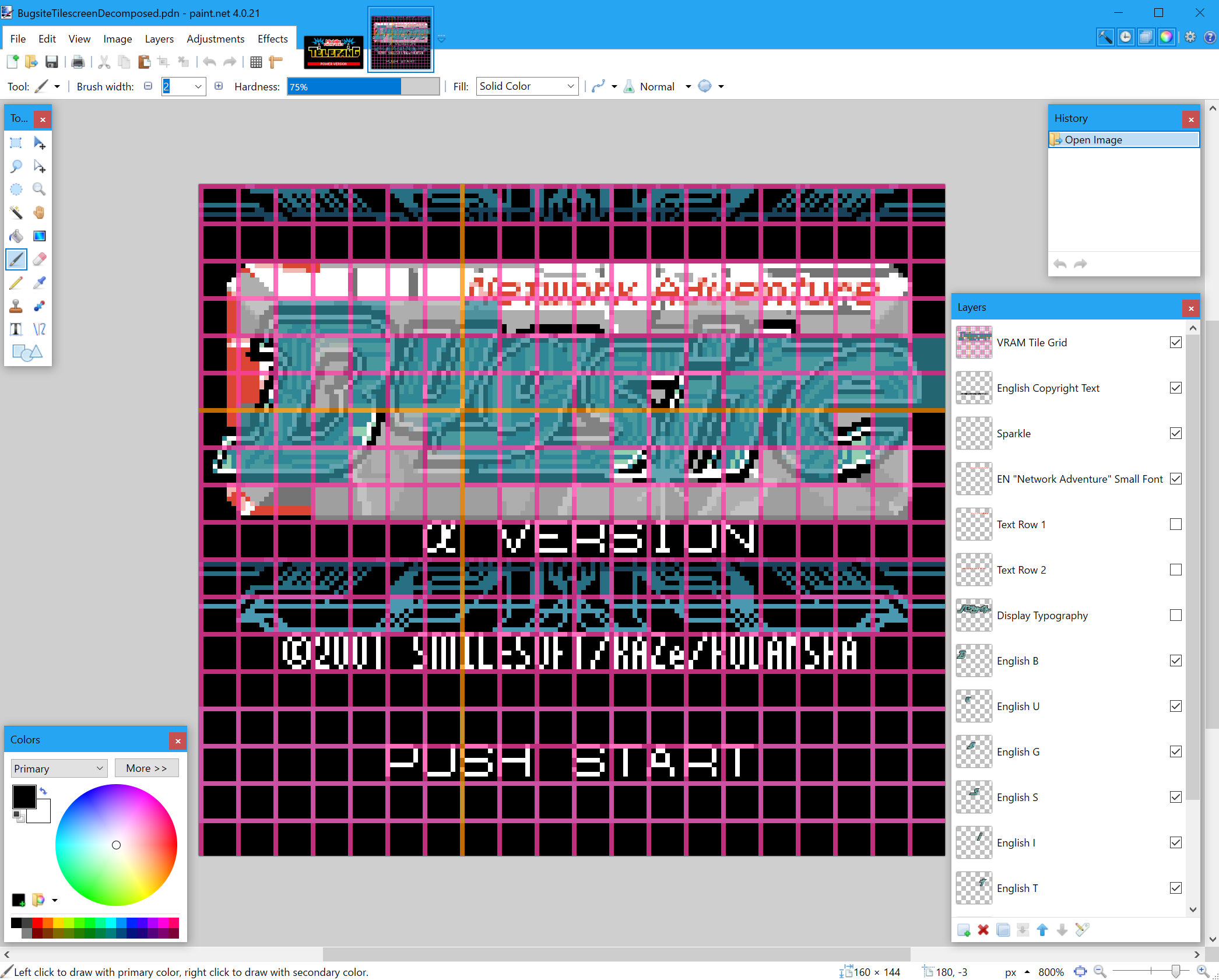 Screenshot of editing the Bugsite logo in Paint.NET