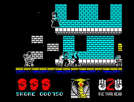 A demonstraton of attribute clash on a ZX Spectrum game